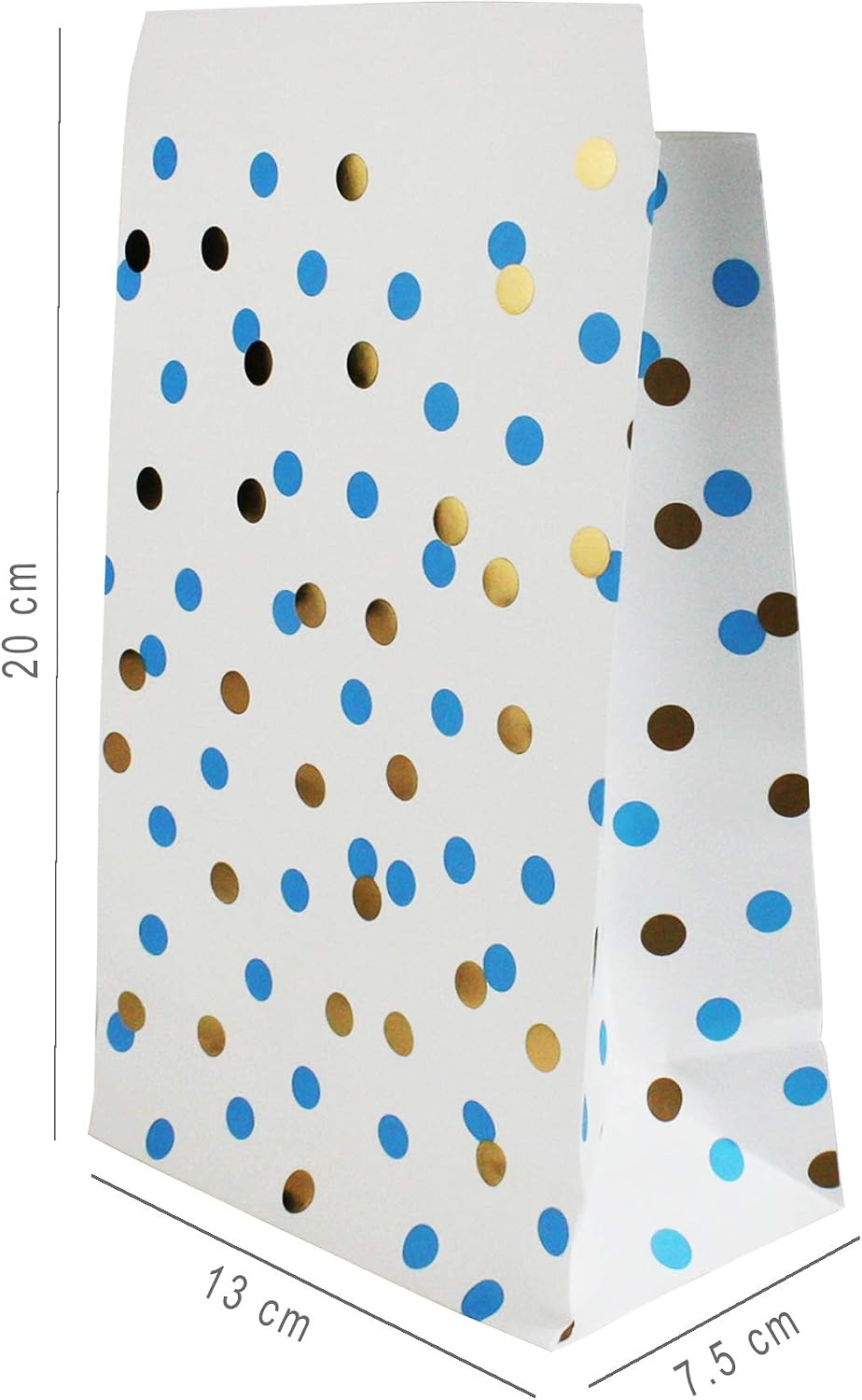 Emartbuy Pack of 20 Polka Dots Christmas Party Bags Gift Paper Bags Grocery Bags Lunch Flat Bottom Paper Bags - Red Gold Polka Dots - Image 5