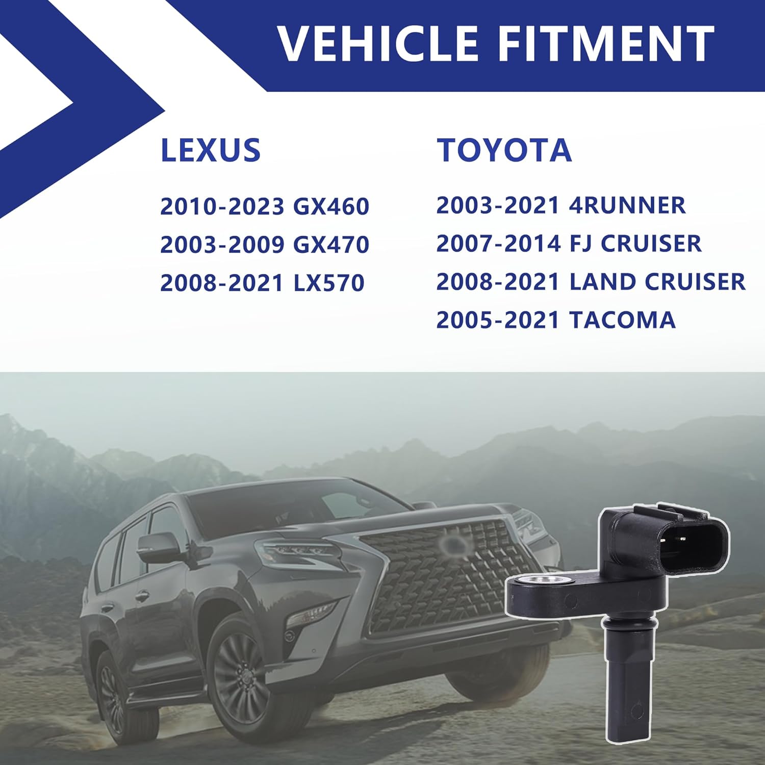 ABS Wheel Speed Sensor 4PCS Front/Rear/Left Driver/Right Passenger Fit for LEXUS GX460 GX470 LX570 TOYOTA 4RUNNER FJ CRUISER LAND CRUISER TACOMA Replace 89542-04020 89543-04020 ALS684 2ABS0293 SS11655