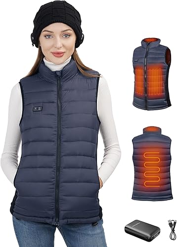 Loowoko Chaleco térmico para mujer con batería incluida, chaqueta térmica recargable, chalecos de calefacción eléctrica para invierno
