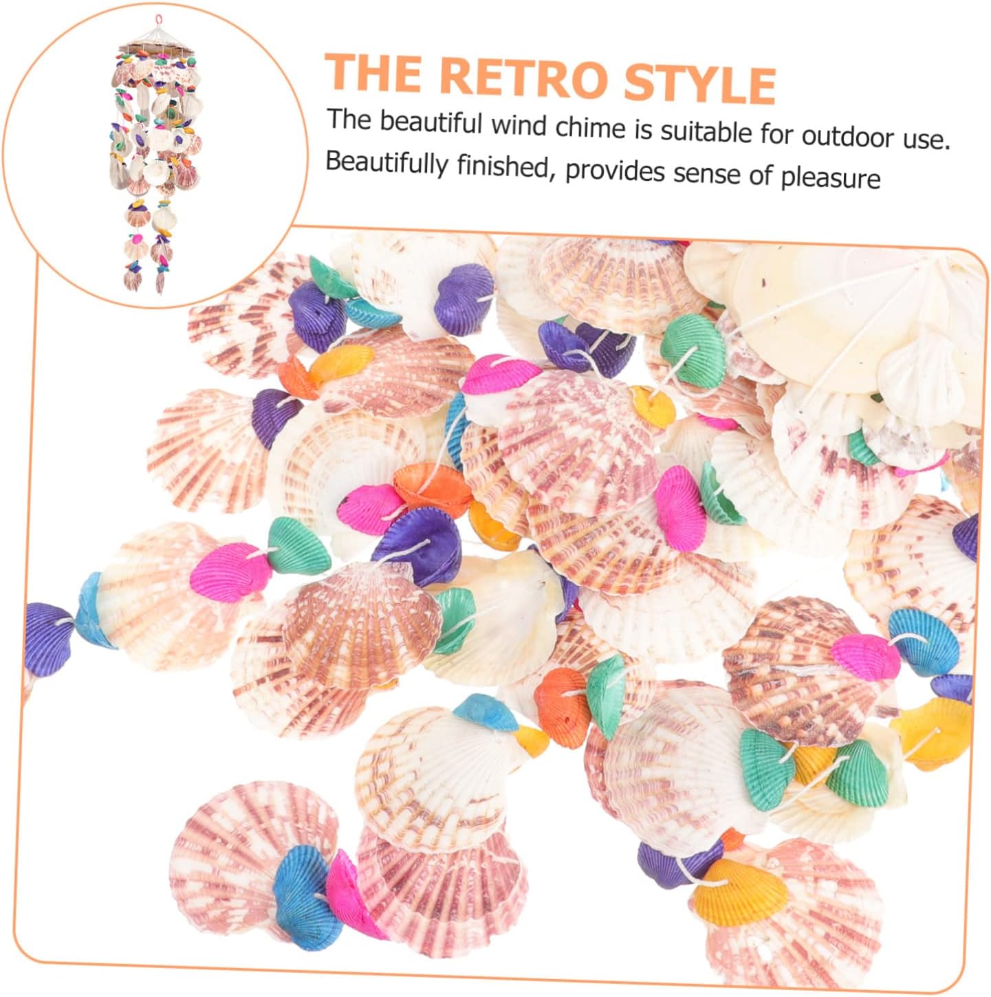 GANAZONO Natural Seashell Wind Chime Pendant Hand-Polished Decorative Shell Ornament for Garden Patio Decor Soothing Sounds Colorful Design for Relaxation Home Decoration