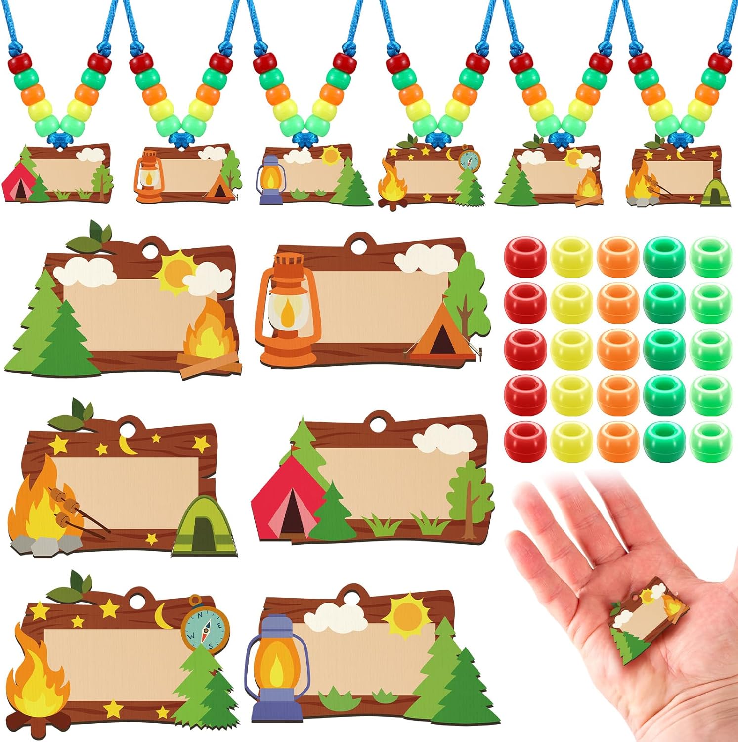 Geelin 24 Sets Camp Craft Camping Beaded Necklace Craft Kits