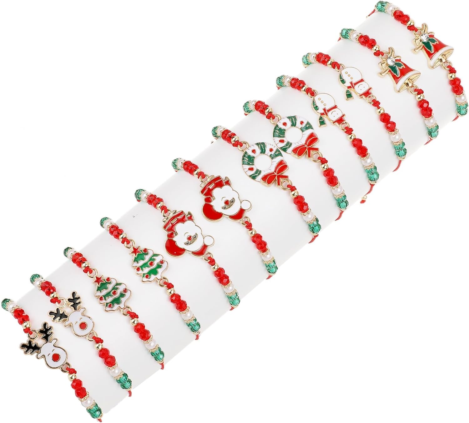 LUBINGSHINE 12pcs Charms Christmas Bracelet for Women, Xmas Holiday Crystal Handmade Bracelet Jewelry Set, Christmas Stocking Stuffers Party Favors Festival Gift - Image 4