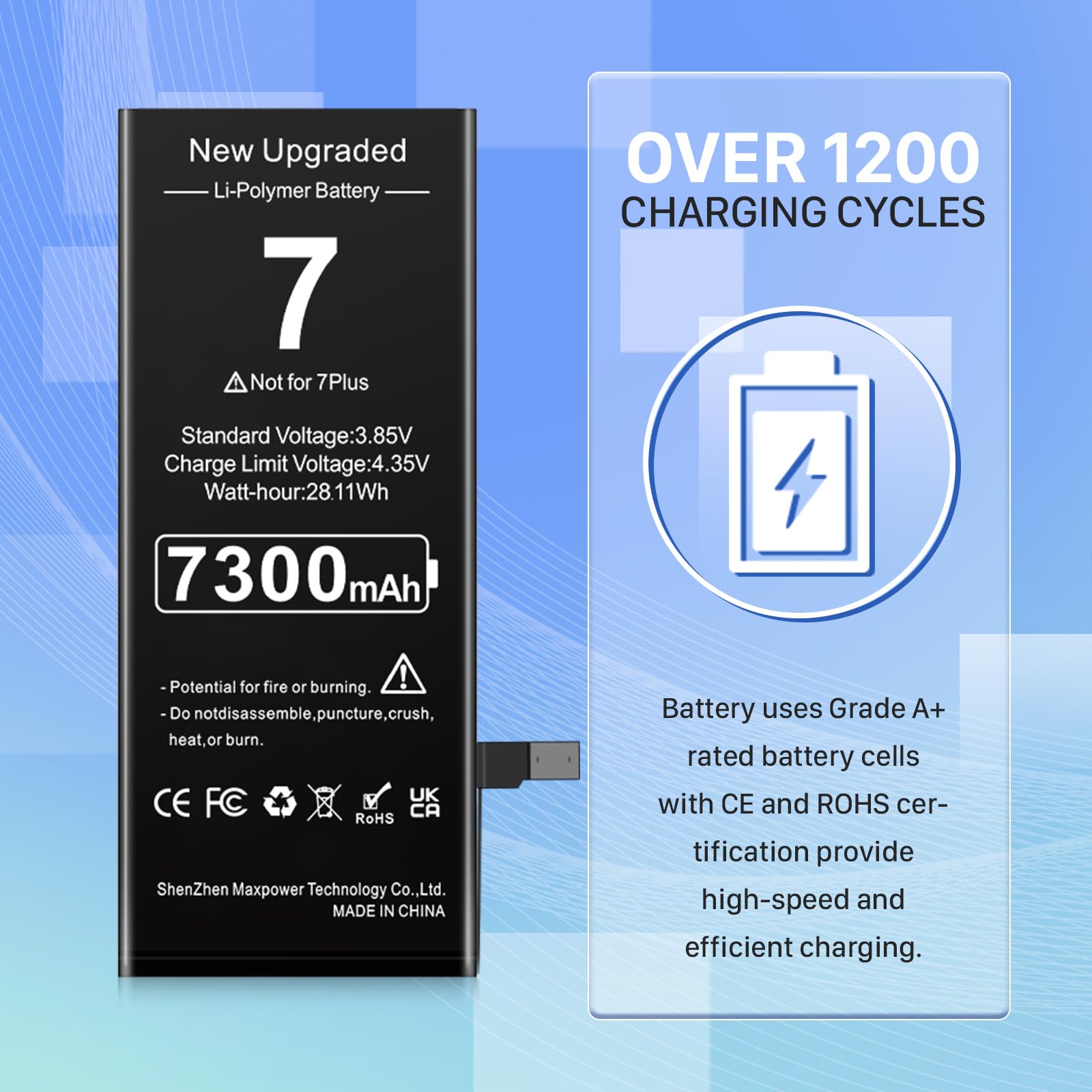 Batterie IPhone 7 Haute Capacité 3800 MAh - Compatible A1660, A1778, A1779, A1780, A1853, A1866 Avec Kit D'outils