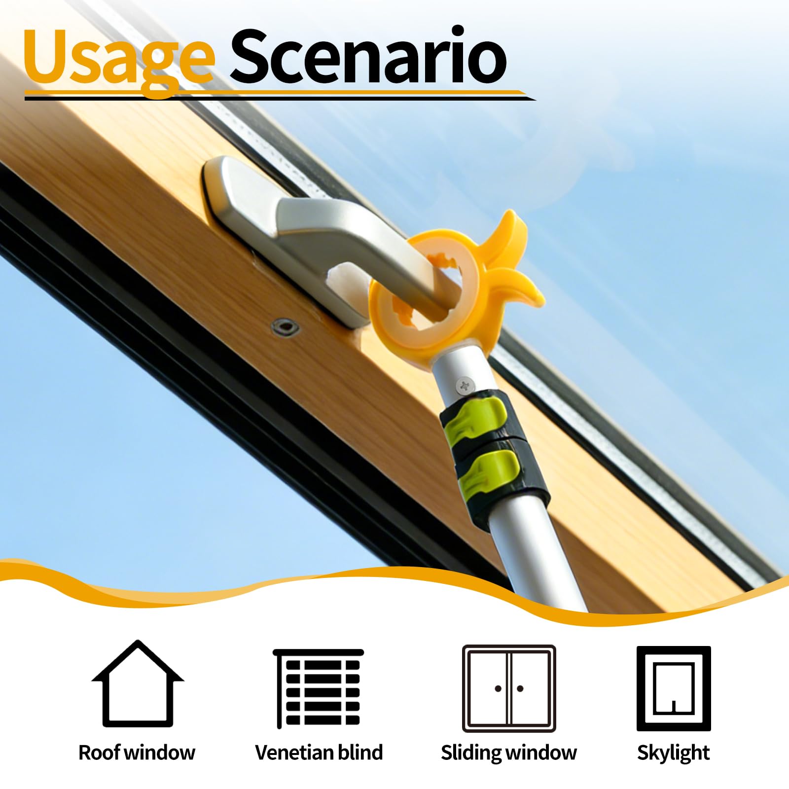 Dachfenster Stange Zum Öffnen Für Velux - Fensteröffner Stange, Teleskopstange Fenster Öffnen Fenstergriff Verlängerung Fensteröffner Verlängerung Dachluken Haken Stockhaken Window Opener Rod 80-190cm