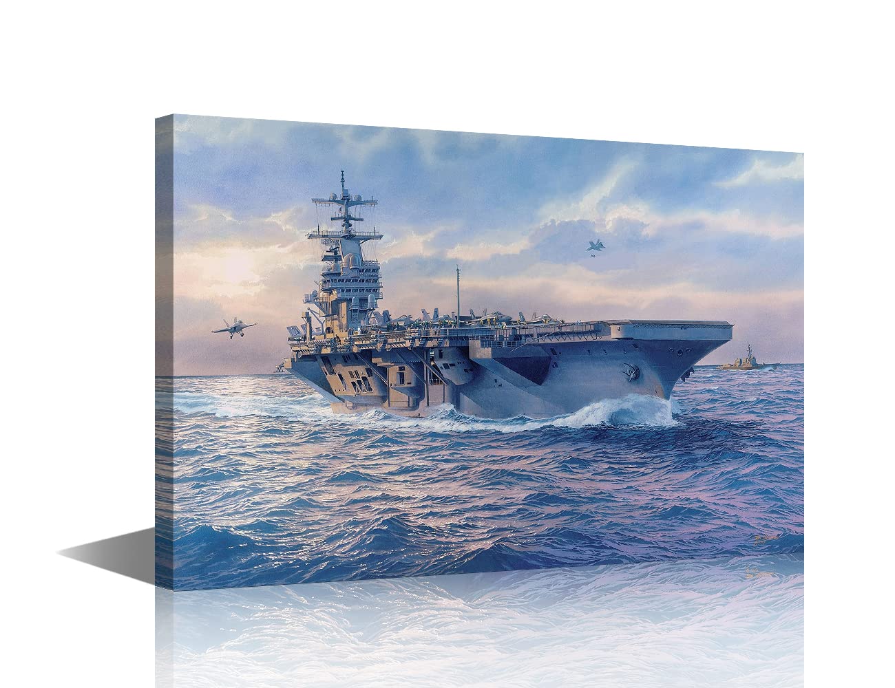TISHIRON 1 Panel Wall Art Navy Blue Decor Wall Paintings for Living Room Warship Poster Contemporary Canvas Artwork Bedroom House Decor Framed Ready to Hang Posters and Prints(12" Wx18 H)