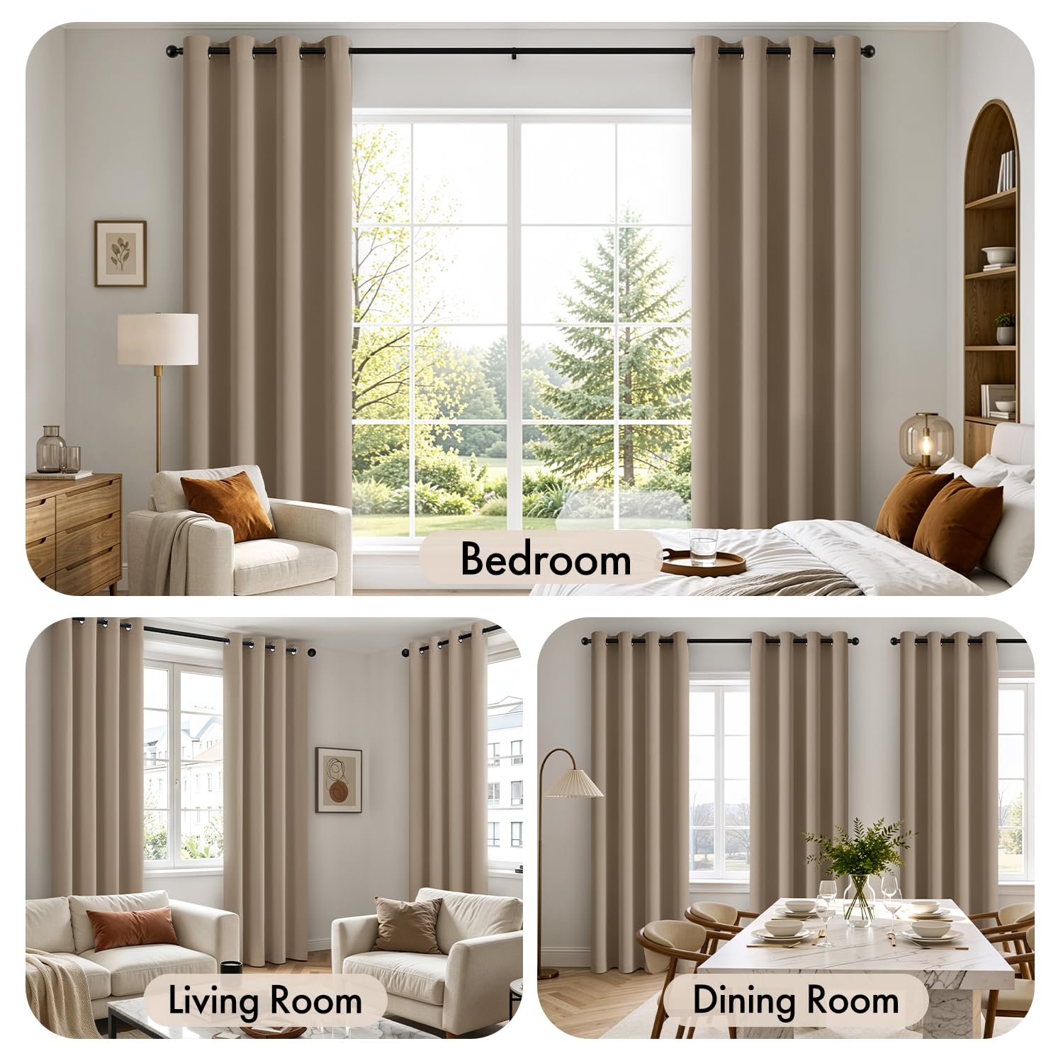 Woaboy Tende Oscuranti Talpa 2 Pezzi con Anelli Termiche 140x260 cm | Tende Isolanti Termiche Oscuranti per Interni, Salotto e Camera da Letto, Finitura Moderna