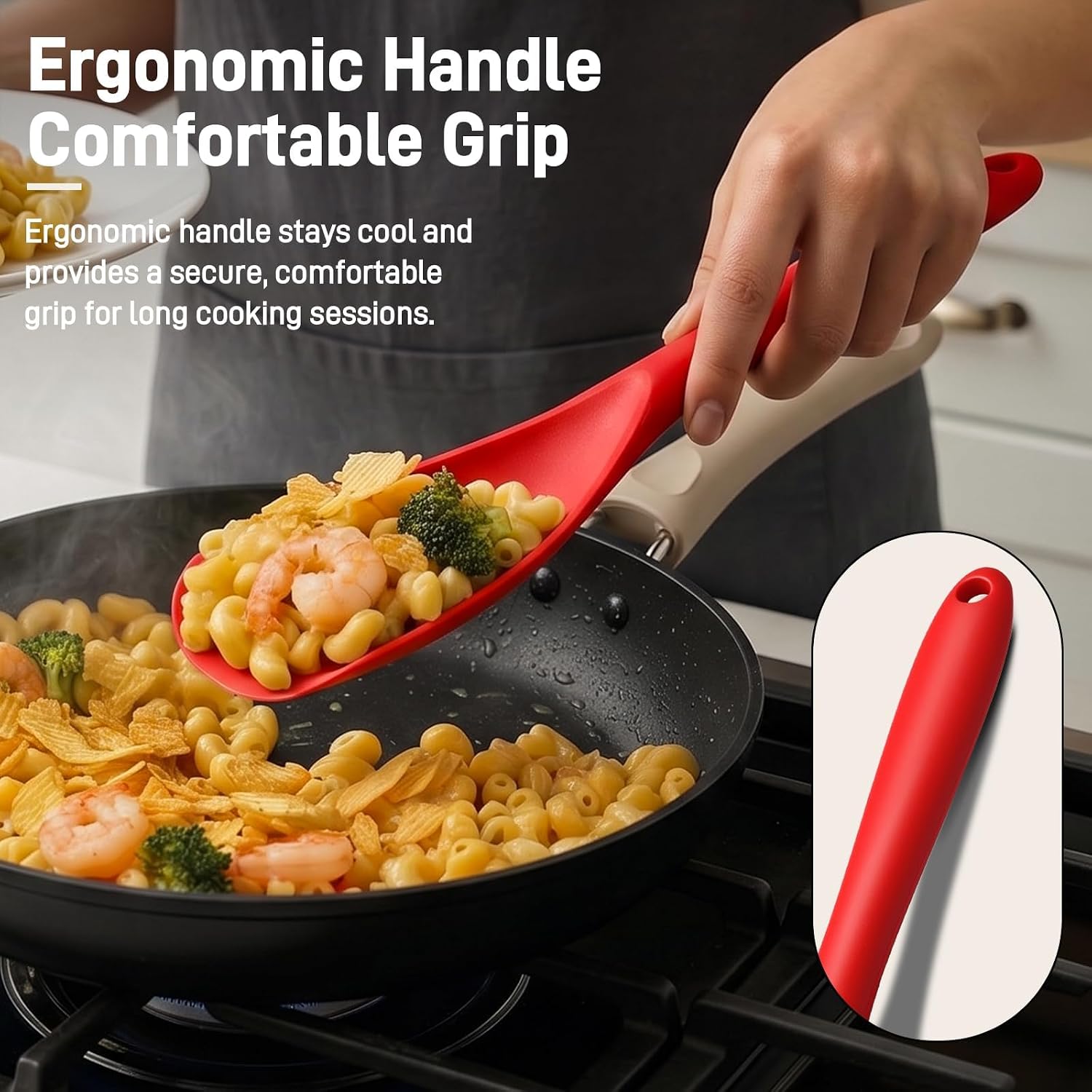 3 PACK Silicone Cooking Spatula & Spoon for Nonstick Cookware, BPA-Free image 4