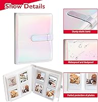 Vista 3 de Álbum de fotos mini con 128 bolsillos para cámara Fujifilm Instax Mini, Polaroid Snap, Z2300, cámaras instantáneas SocialMatic e impresora Plata