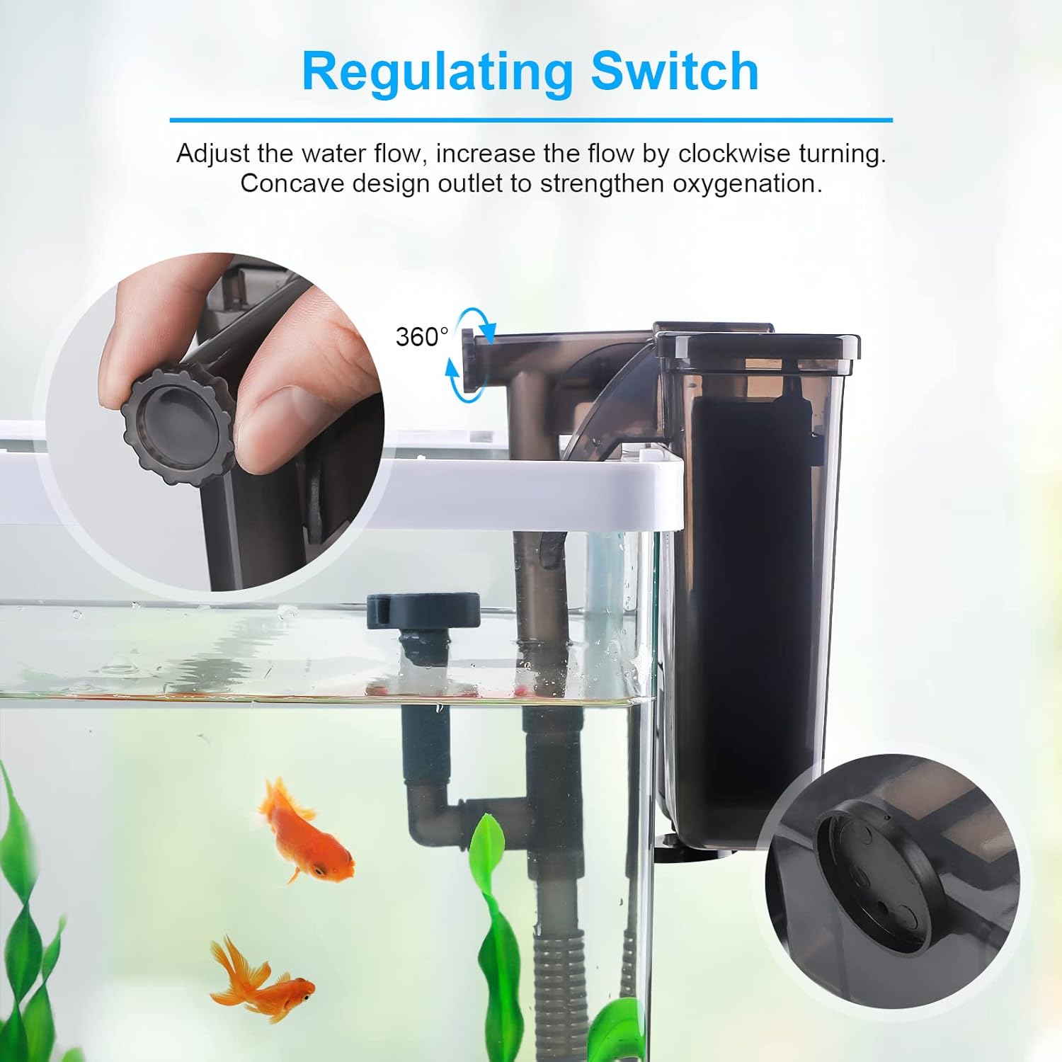 AKKEE Fish Tank Filter, Aquarium Hang On Filter, External Filter, 10W
