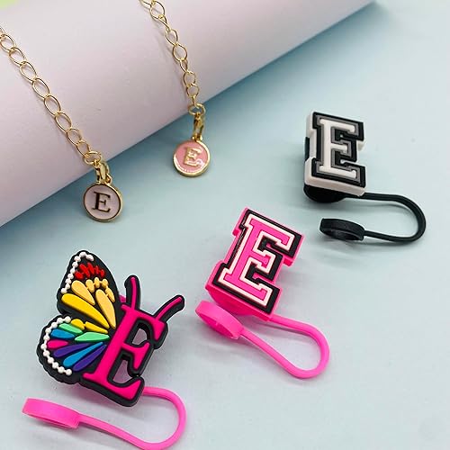 Miniatura 2 de (3+2) 3 fundas de popote para copa Stanley de 30 y 40 onzas, 0.394 in, con 2 accesorios de copa Stanley, dijes de letras con nombre de