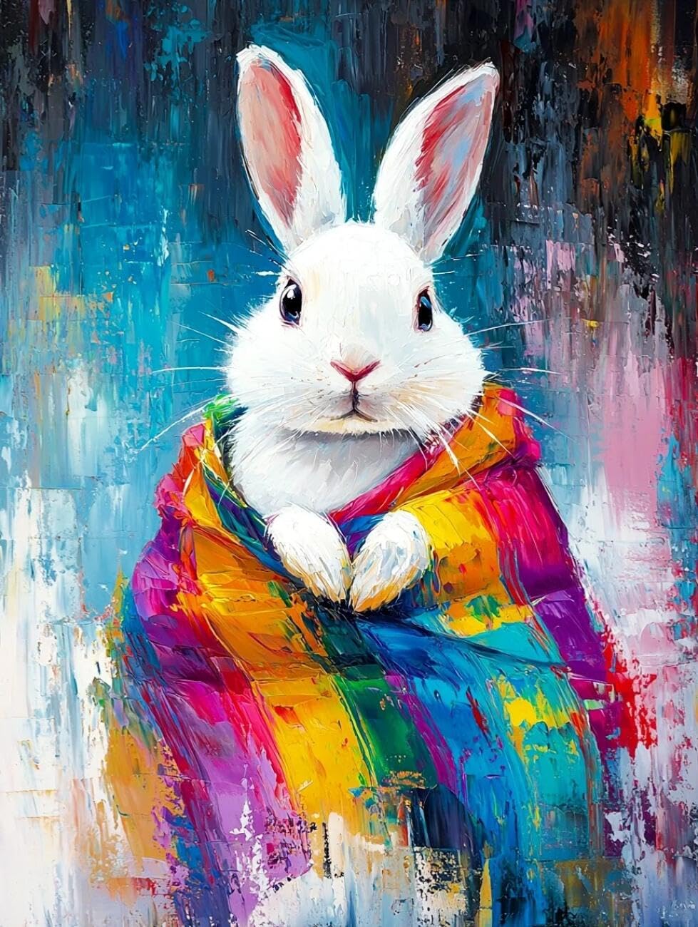 Henypt Cross Stitch Kit Fantasy Rabbit Animal DIY Needlepoint Set for Beginners The Elderly with Accessories Handmade DIY/Gifts 14CT 60x80cm