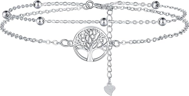 Lydreewam Tree of Life Bracelet for Women 925 Sterling Silver Double Chain Bracelet with Gift Box Valentine's Day Mother's Day Birthday Gift, Adjustable 17+4cm