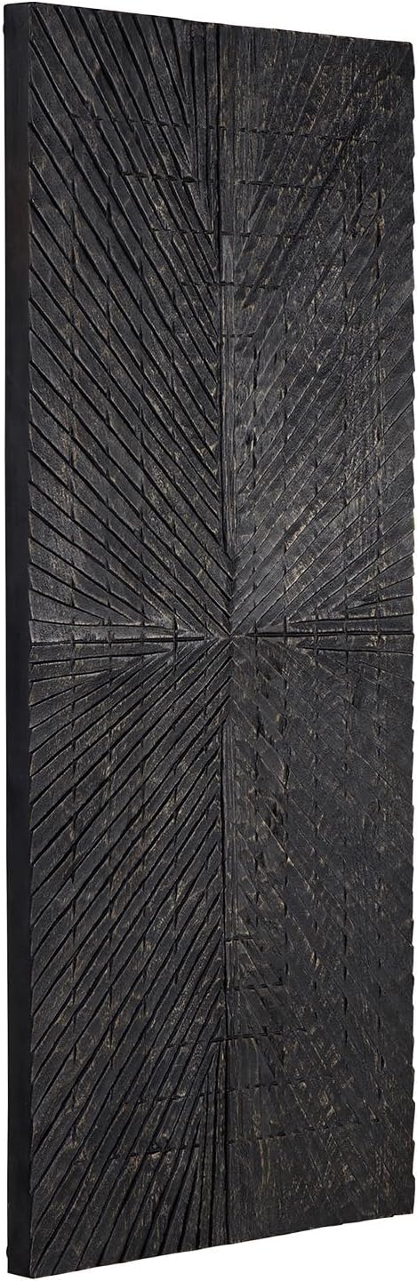 Signature Design by Ashley Lenora Rustic Sunburst Wood 20 x 48 Inch Wall Decor, Black