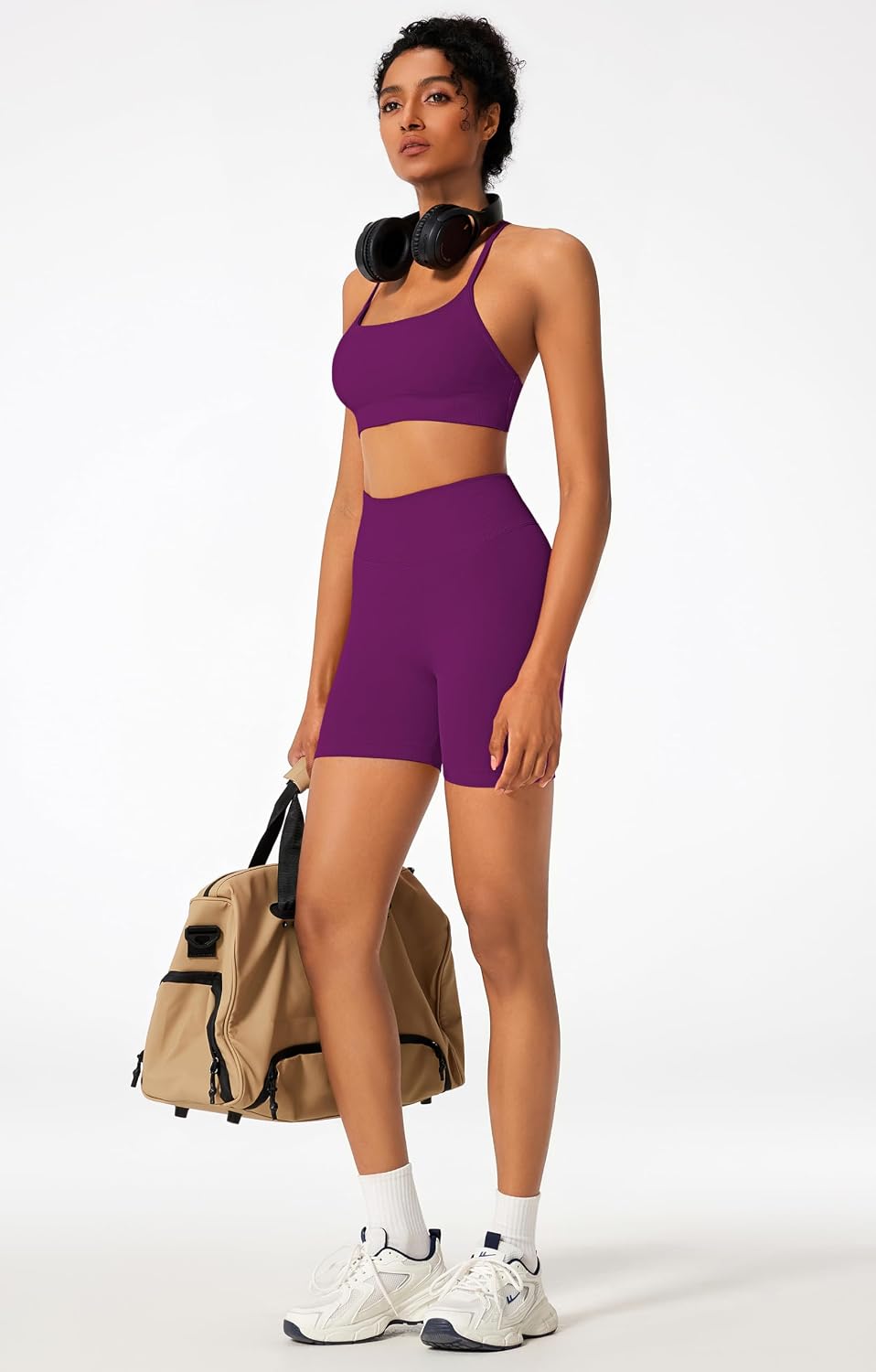 RXRXCOCO Workout Sets For Women 2 Piece Seamless Twist Back Sports Bra Butt Lifting Shorts Pilates Gym Yoga Outfits