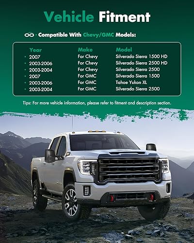 Miniatura 7 de SCITOO Espejos de remolque compatibles con Chevy 2003-2007 para Chevy para GMC Silverado Sierra (07 modelos clásicos), espejos de camioneta,