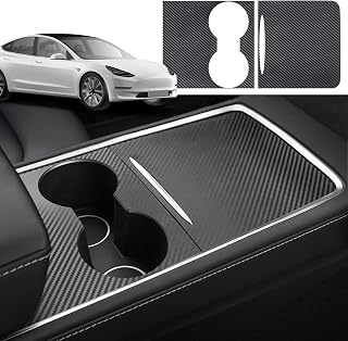 CusDusk Center Console Wrap for Tesla Model Y Model 3,Central Control Panel Accessories Carbon Fiber Interior Wear and Scratch-Resistant Protective Film Car Interior Accessories(2021-2023)