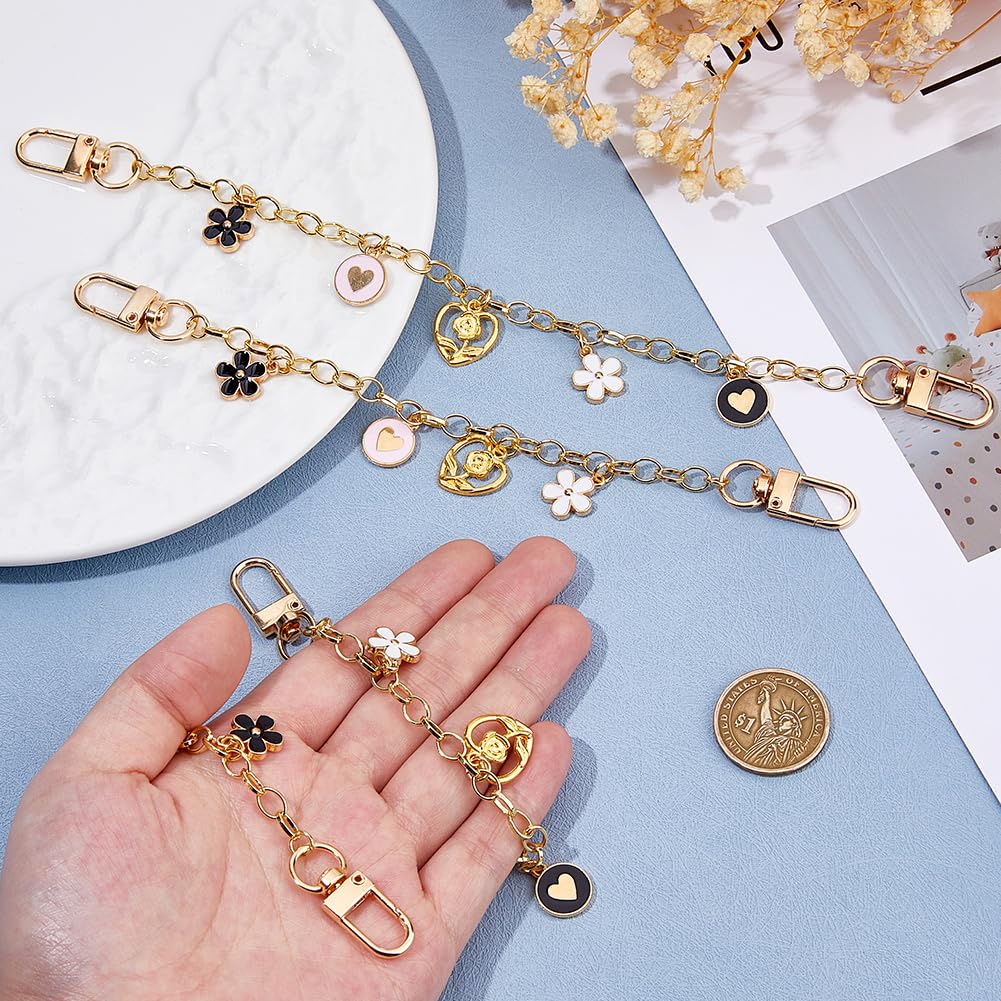 3 Goldene Taschenketten Set Mit Anhängern - Verlängerung Für Handtaschen