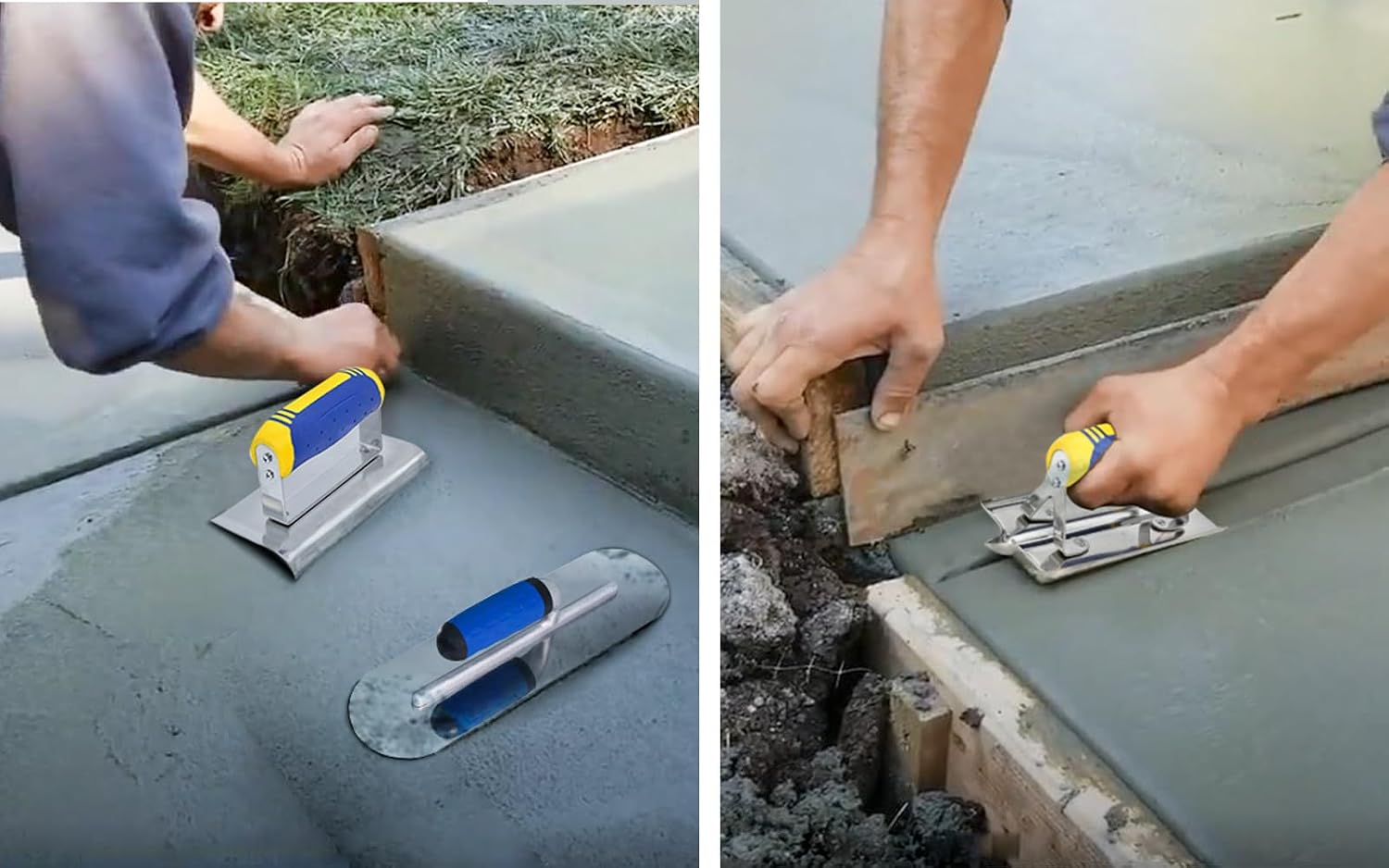 Concrete Tools Set Stainless Steel Pool Trowel and Margin Trowel Plus Concrete Edger and Groover Stucco Cement Kit Masonry Construction Hand Tool