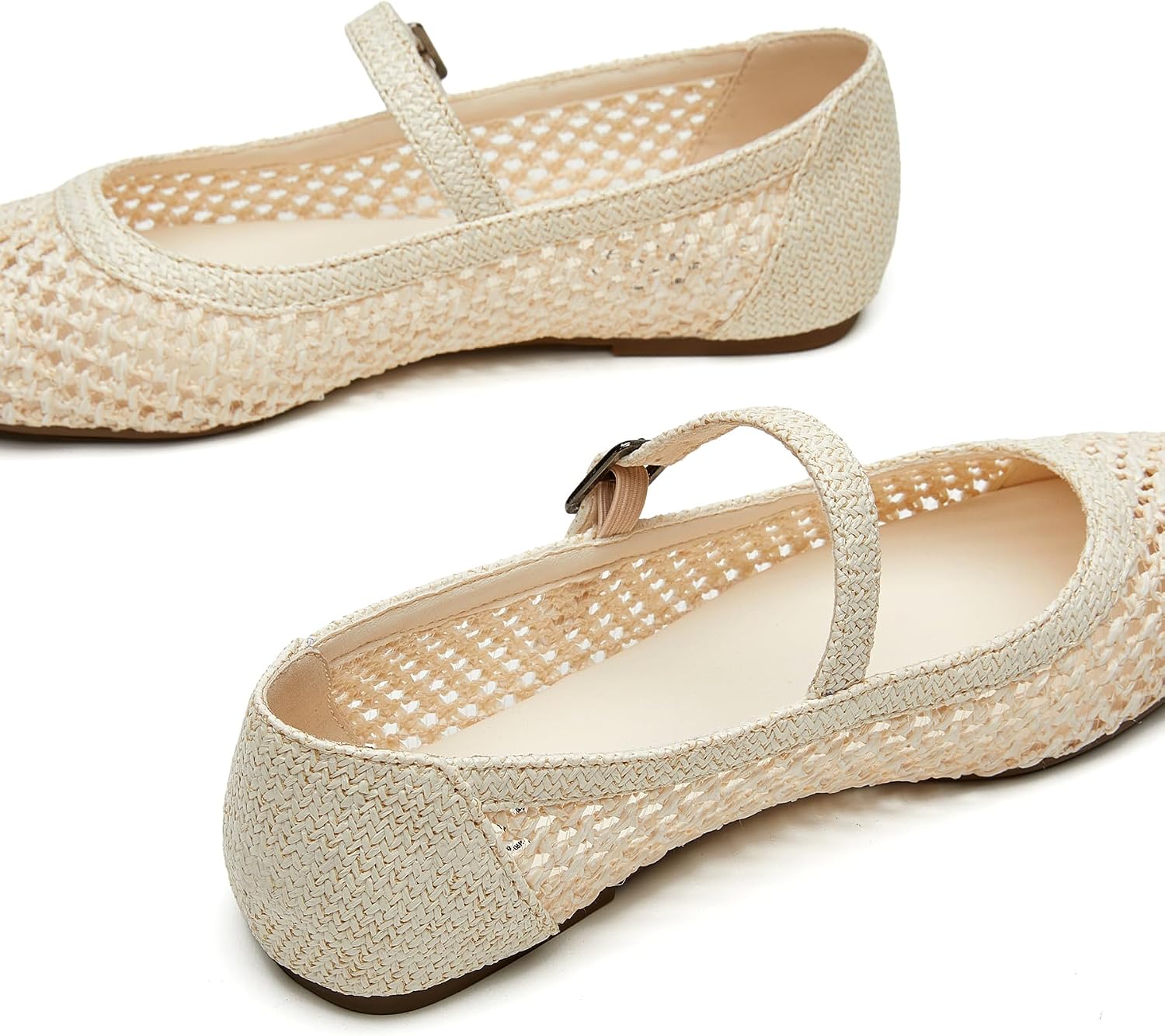 Trary Mary Jane Shoes Women Woven Flats for Women Dressy Ballet Flats Squared Toe Mary Jane Flats Shoes image 5