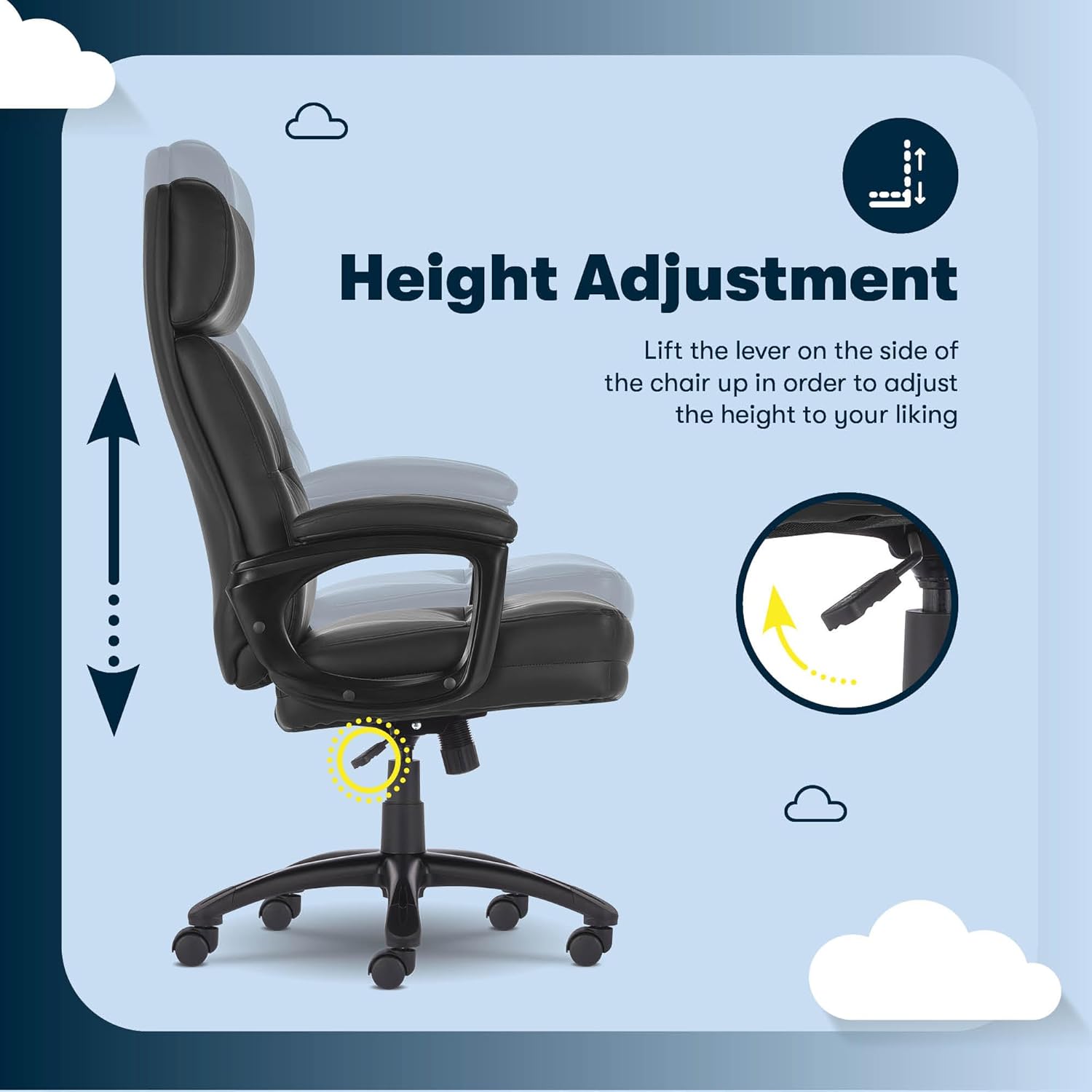 Serta Comfort Executive Big & Tall Office Chair Height Adjustment