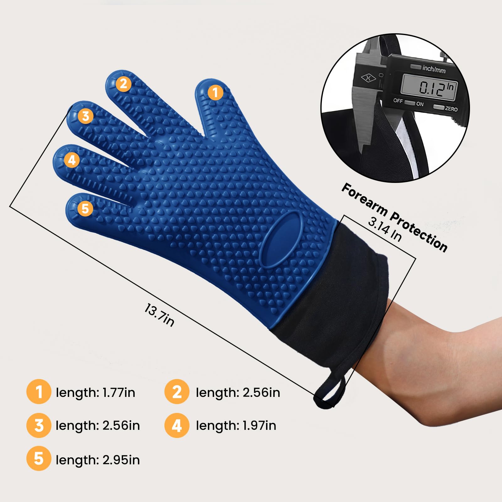 Guantes de Horno y Barbacoa Resistentes al Calor: GEEKHOM Silicona Impermeable - 44 cm Antideslizantes para Parrillas/Horno Profesional/Microondas, Protección Anti-Escaldaduras