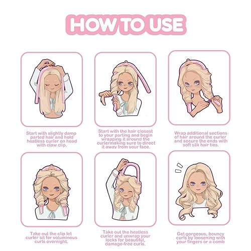 Miniatura 3 de Rizadores de pelo sin calor para cabello largo para dormir por la noche, rizos sin calor, ondulados suaves, herramienta de peinado, sin calor,