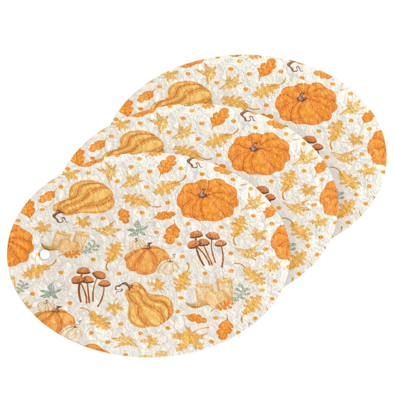 Kcldeci Scrub Sponges, Autumn Pumpkins Non-Scratch Sponges for Dishes Kitchen Sponge Dish Scrubber For Washing Dishes and Cleaning Kitchen 3 Pack