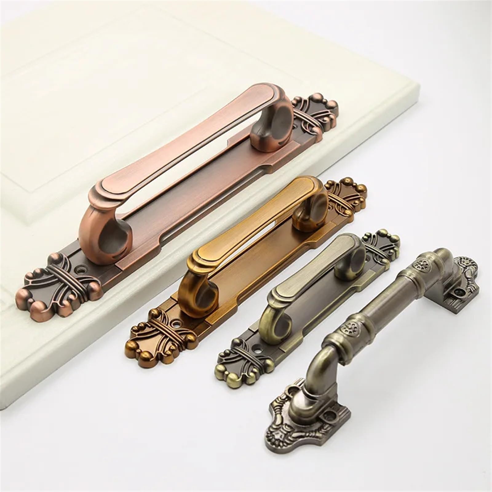 ACLDOYYV Antique Classic Bronze Wooden Door Handles European Retro Bedroom Sliding Door Furniture Hardware Push Pulls Wardrobe Handle 1Pcs (Color : B Red Bronze 160mm)