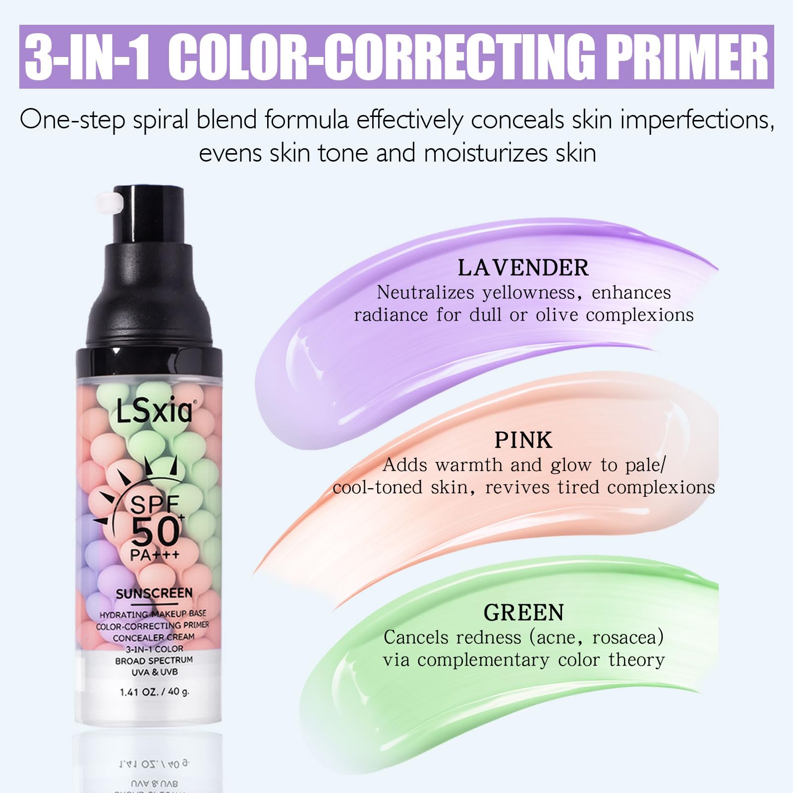 Amazon.com : 3 In 1 Primer for Face Before Makeup, SPF 50, Tinted