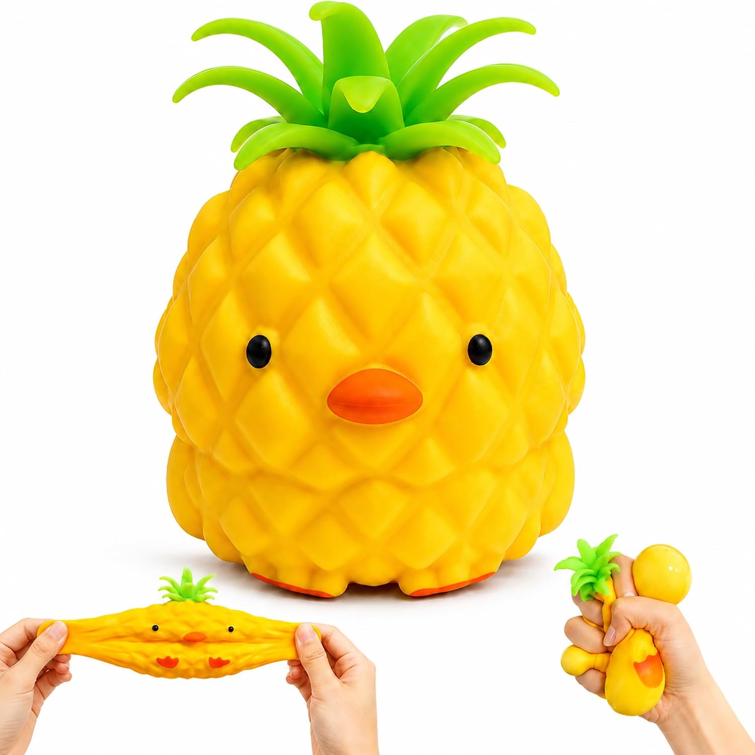 Pineapple Duck Squishy Toy, Cute Squeeze Fidget, Soft Fruit Animal Toy