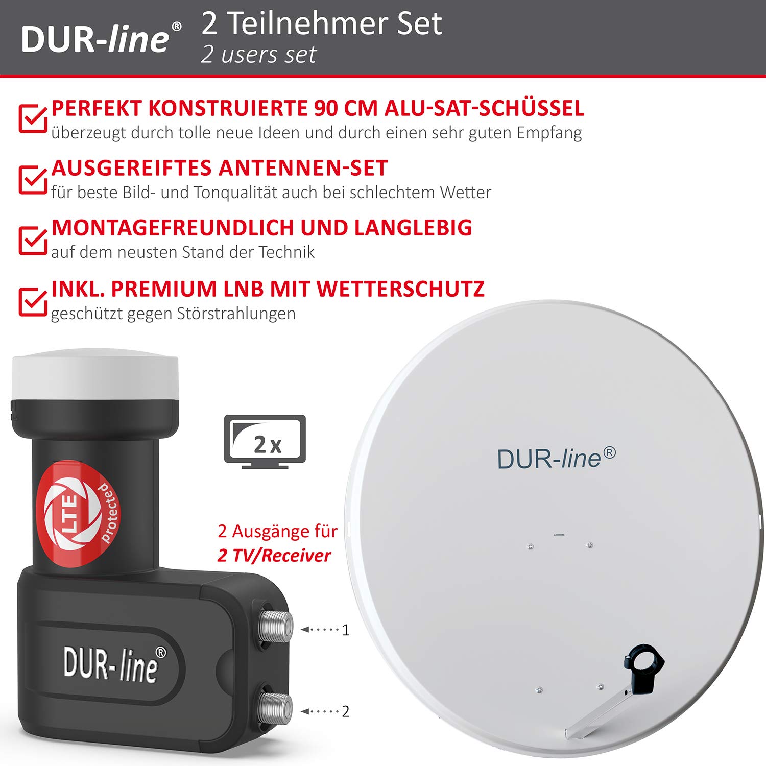 Equipo de televisión por satélite MDA DUR-line 90 – LNB Set