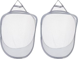 Luxshiny 2pcs Portable Folding Laundry Storage Baskets Breathable Wall-mounted Containers for Dirty Clothes Organization Bedroom and Bathroom