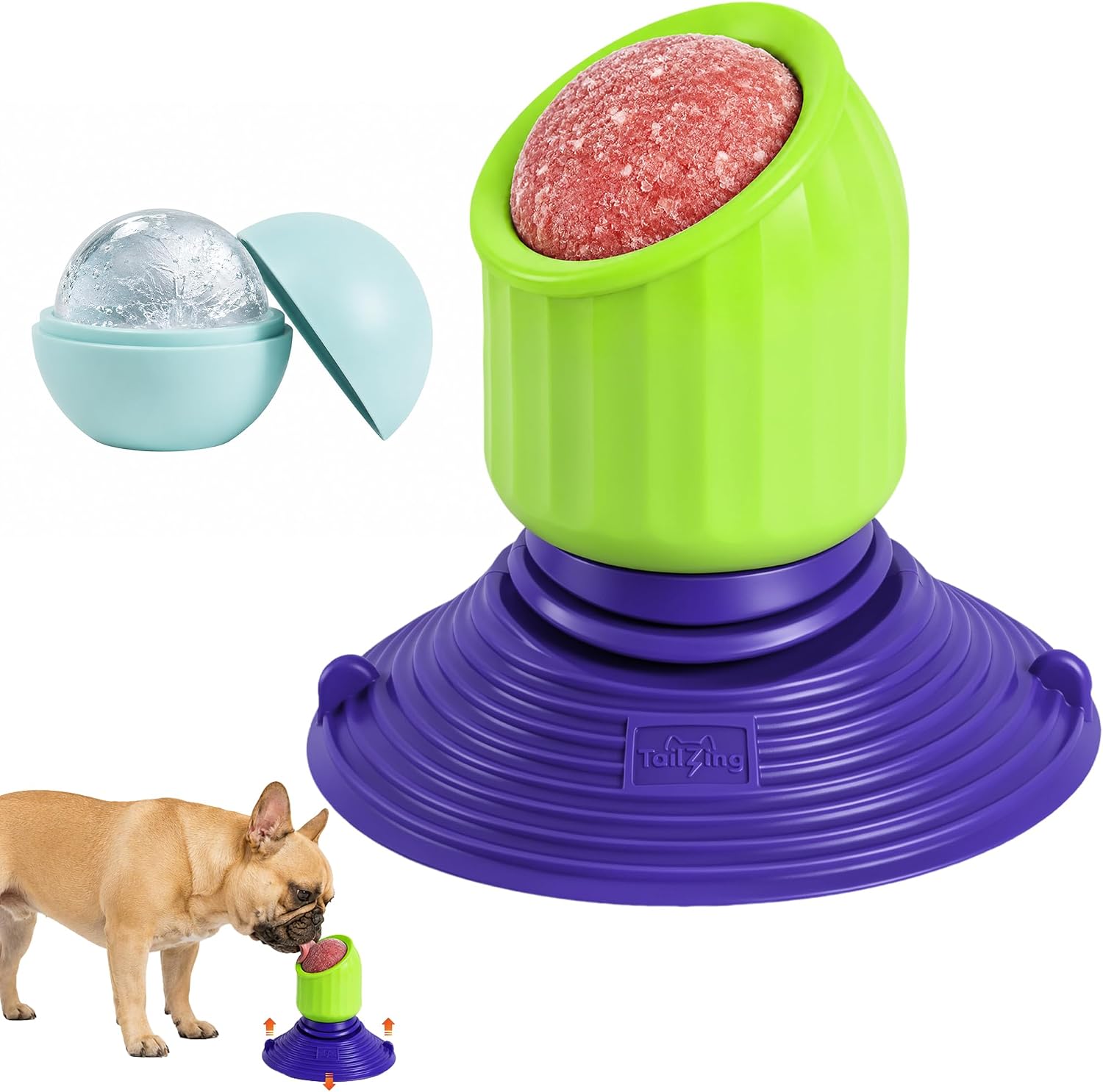 Freezable Dog Licking Toy Set with Suction Cup & Silicone Treat Mold | Anti-Jam Threads | Detachable Design | Easy Clean | Low-Mess | Cool Summer | DIY Ice Treats | Teething & Anxiety Relief