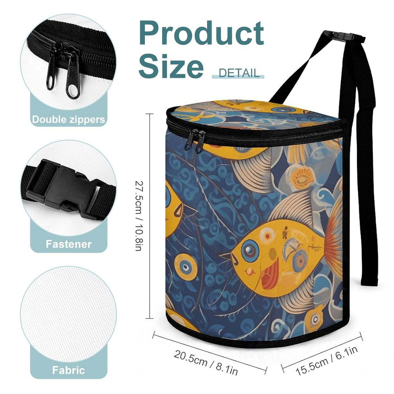 Car Trash Can Some Yellow Fish Printed Car Organizer Car Accessory Interior Car Garbage Can with Lid