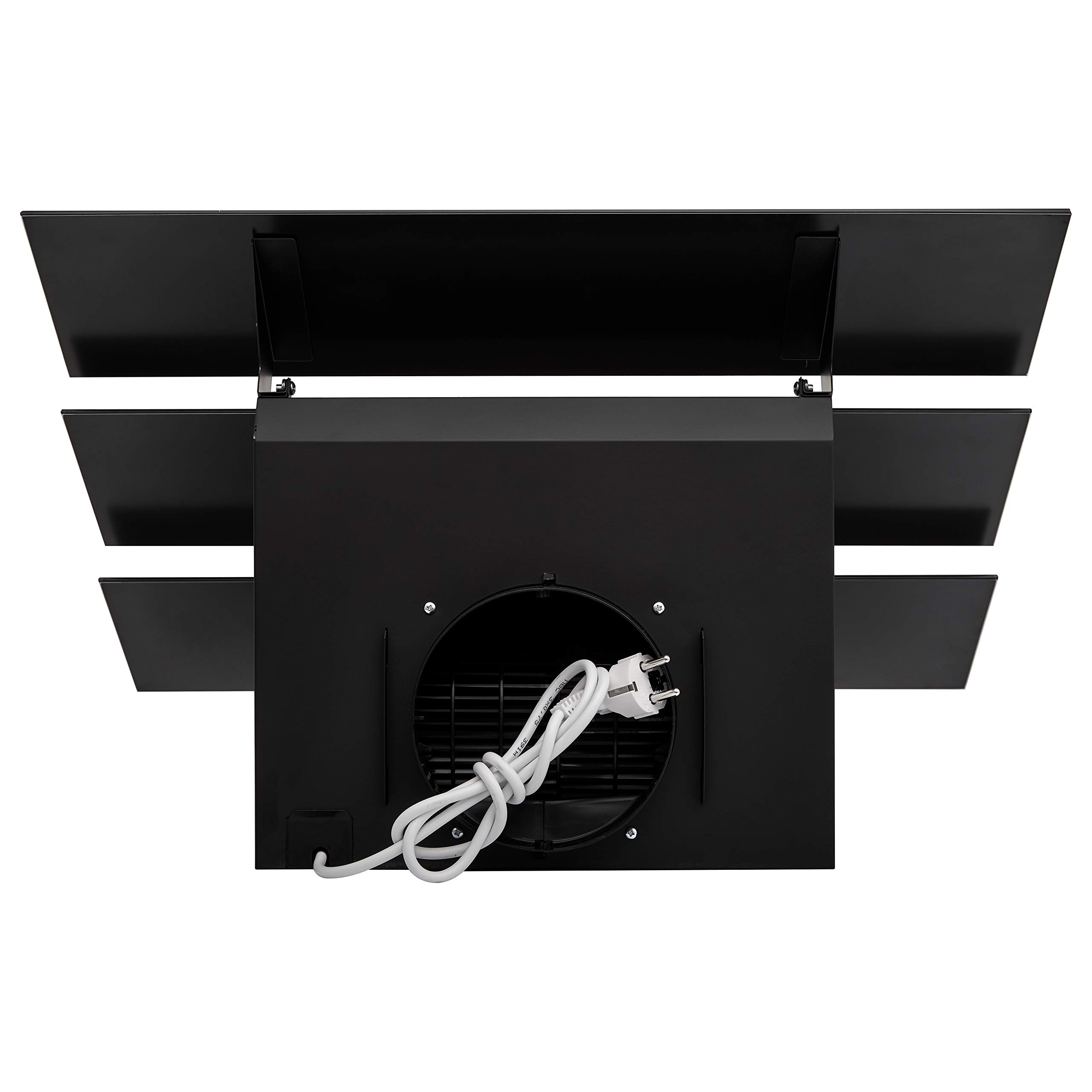 Gurari kopffrei Dunstabzugshaube 60 cm GCH D 267 BL.6 Prime Schwarz Glas | Wandhaube Umluft/Abluft | Abzugshaube 1000m³/h mit Fernbedienung (EEK A) | Randabsaugung, TouchControl, Timer