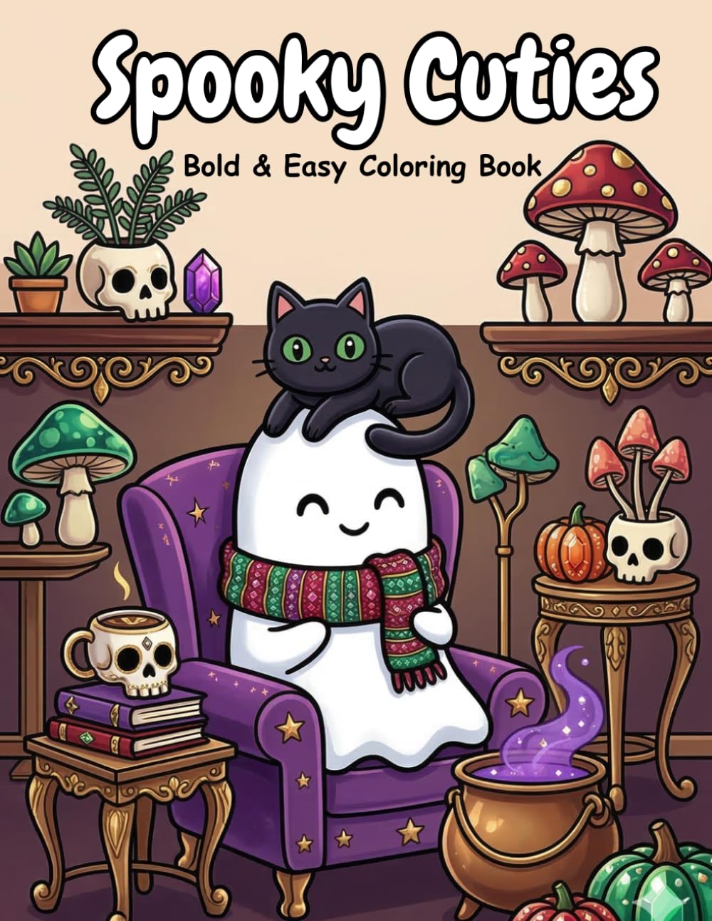 Spooky Cuties: Bold and Easy Coloring Book: Spooky Cuties: Coloring Book | Cute and Creepy Goth Kawaii Creatures in Cozy Scenes | Simple Halloween ... Adults, and Teens (Spooky Hygge Moments).