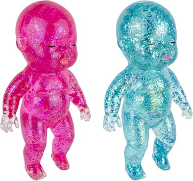 Natasha Squishy Decor Set 2 Piece, Baby Squishy Sugar Filled Desktop Decor, Pink and Blue Soft Texture, Office and Home Decoration