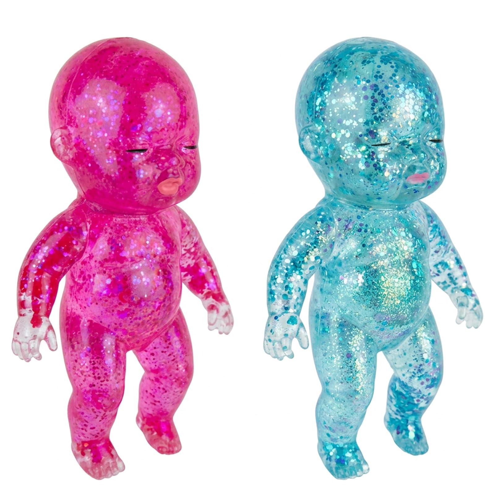 PRVCFZ 2 PCS Baby Squishy, Squishy Sugar Filled Desktop Decor Set, Natasha Squishy Decor, Pink and Blue Soft Texture, Office and Home Decoration