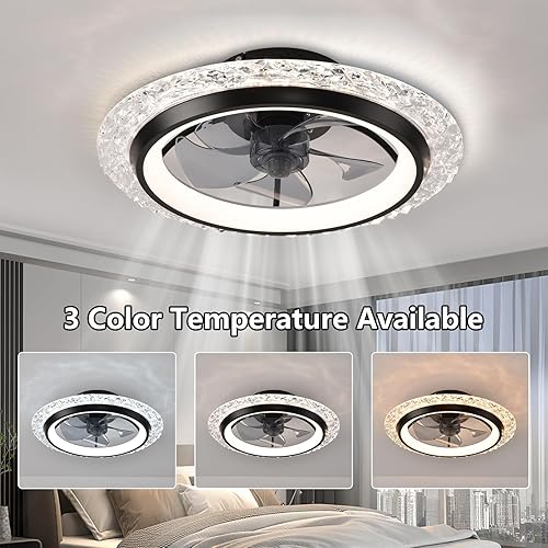 Miniatura 6 de KINDLOV Ventiladores de techo con luces, ventilador de techo de montaje empotrado con luz LED, control remoto y ajuste de viento de seis