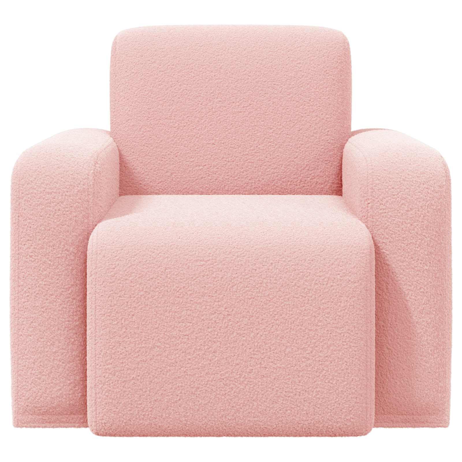 Sessel Rosa Bouclé Stoff Polstersessel Armlehnenstuhl Modern