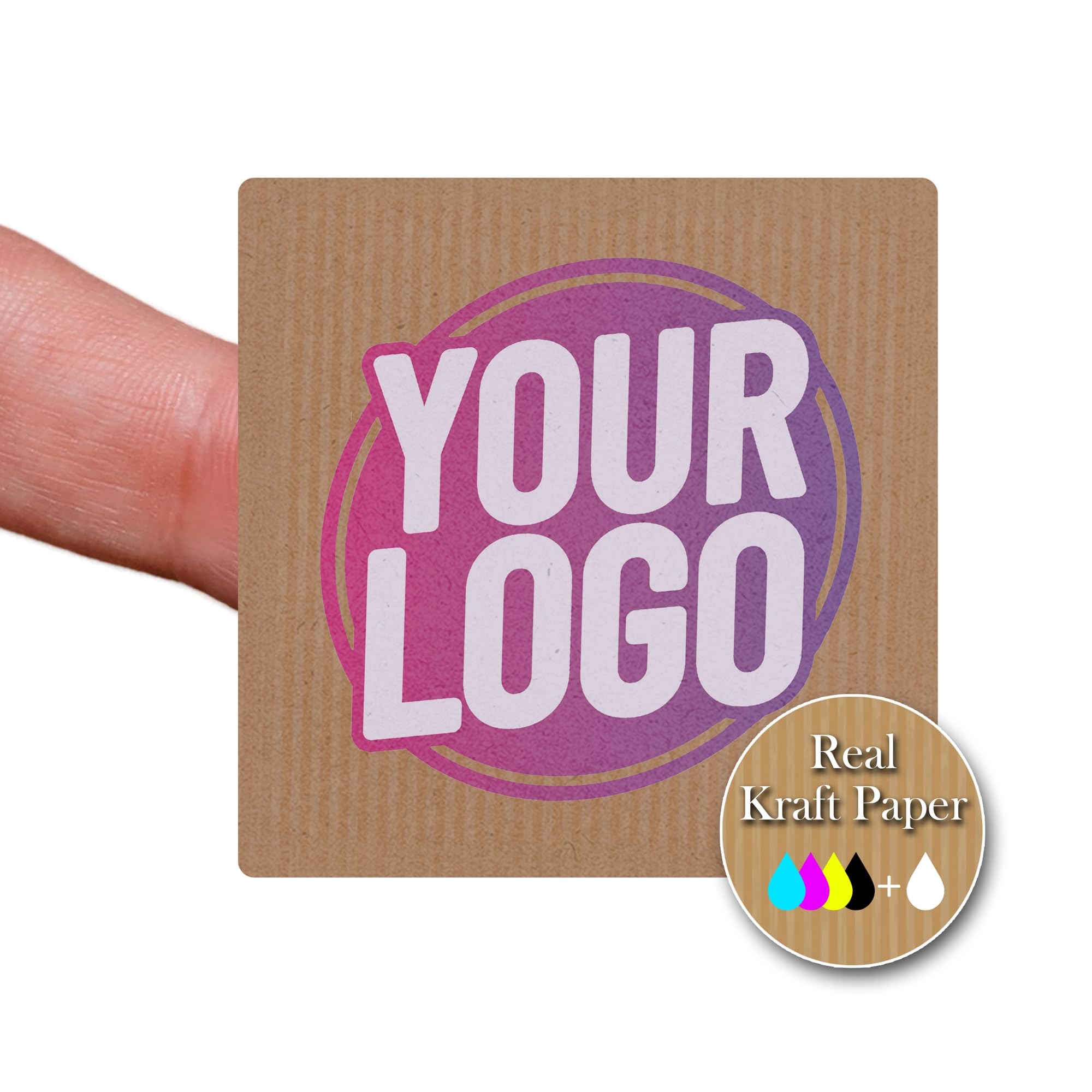 Personalised 80mm Kraft Square Stickers - Custom Business Logo Labels - Square Label Stickers for Company Branding - Packaging - Thank You Seals (Kraft Square, 60 Labels (10 Sheets))