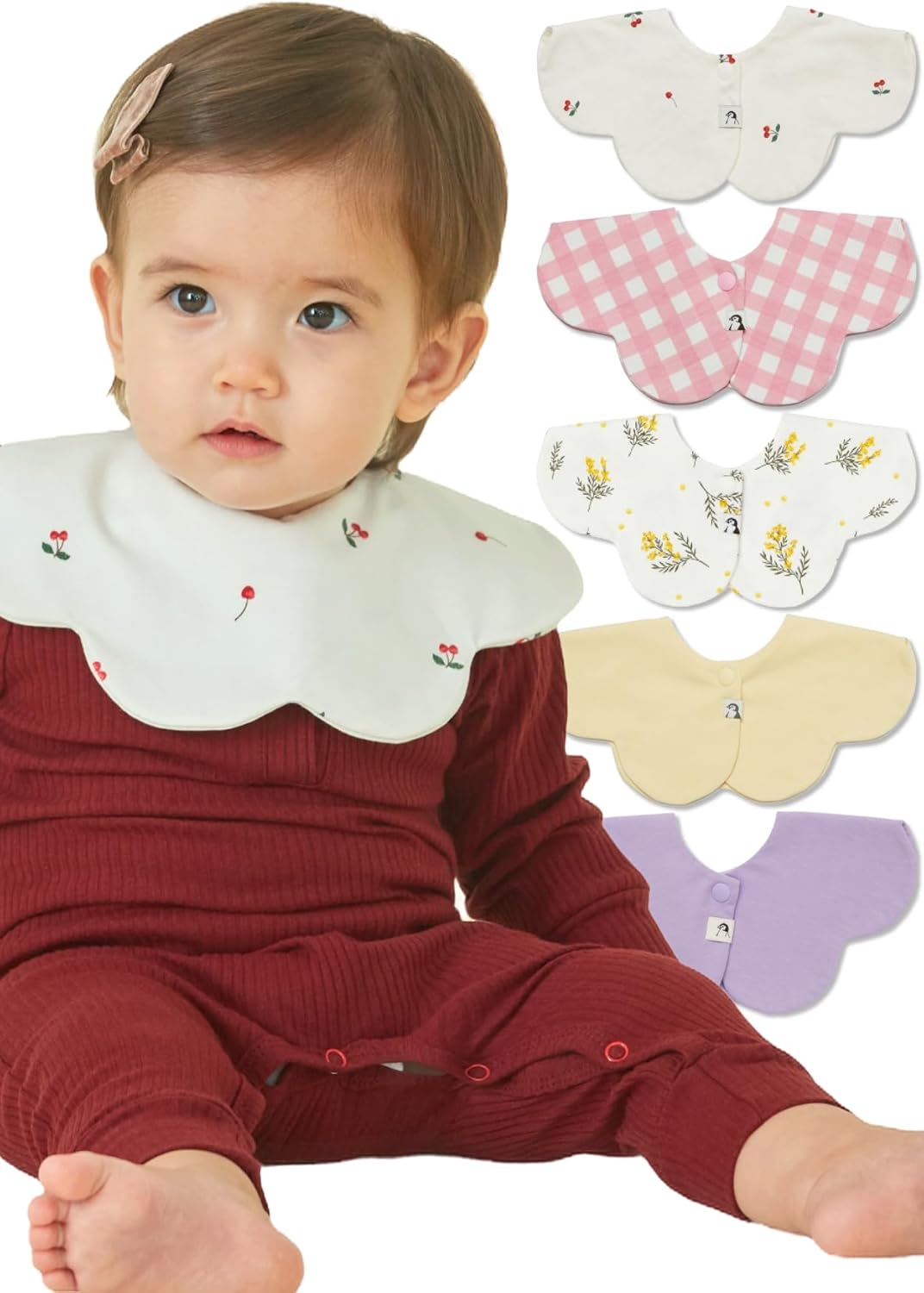 Konny Baby Bibs 5-Pack - 360 Rotate, Soft & Absorbent Bandana Drooling
