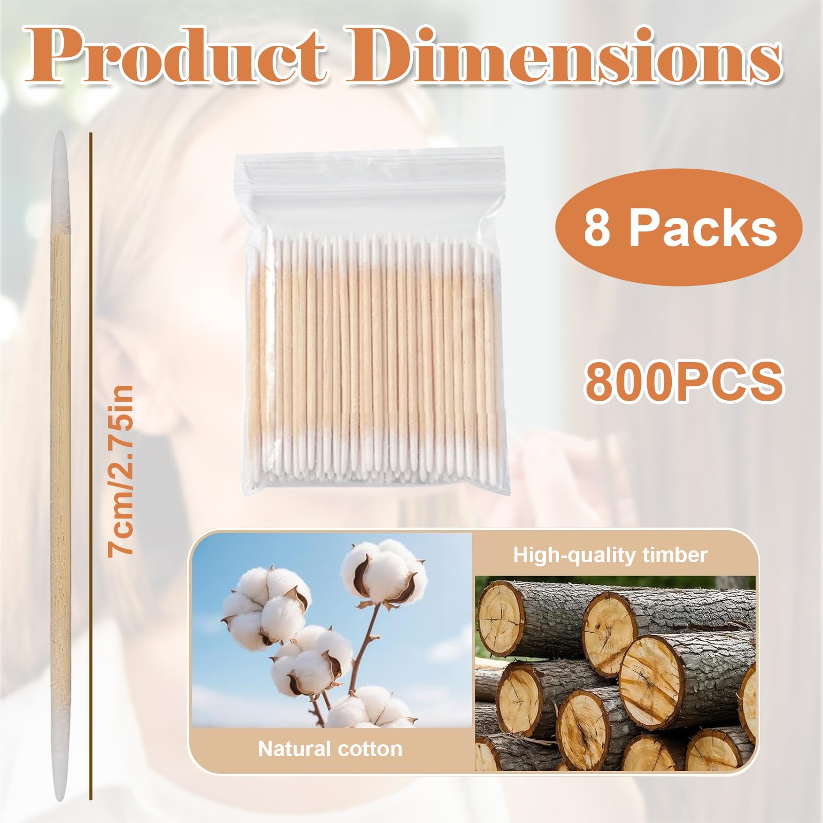 800 Bastoncini Cotone A Punta Precisione In Legno, Senza Pelucchi, Cotton Fioc Trucco, Per Microblading, Correzione Make Up, Pulizia Smalto, Applicatori Beauty.