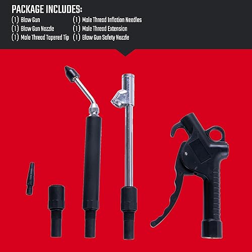 Miniatura 5 de CRAFTSMAN Kit de pistola de soplado con múltiples accesorios para inflar y limpiar, conexión NPT de 14 de pulgada, boquilla extendida para áreas de