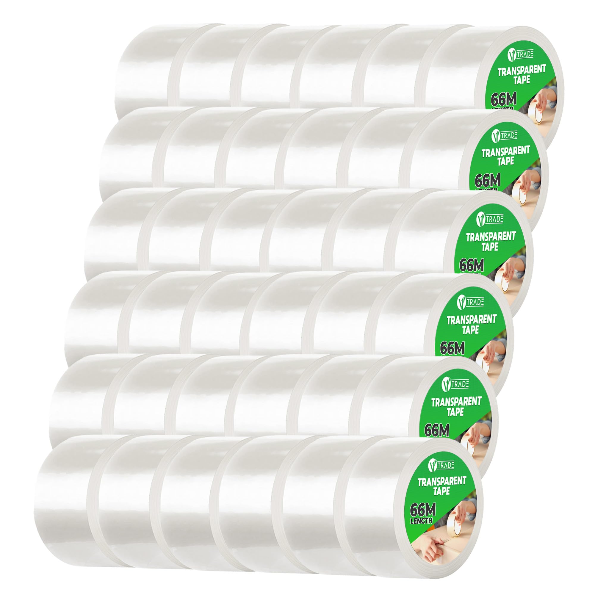 V1 TRADE Ruban Adhésif Transparent – 48mm x 66m Ruban Adhesif Emballage 36 pièces - Super Fort avec de la Adhésif Acrylique - pour Entrepôt, Bureau et Maison - Résistant aux Rayons UV