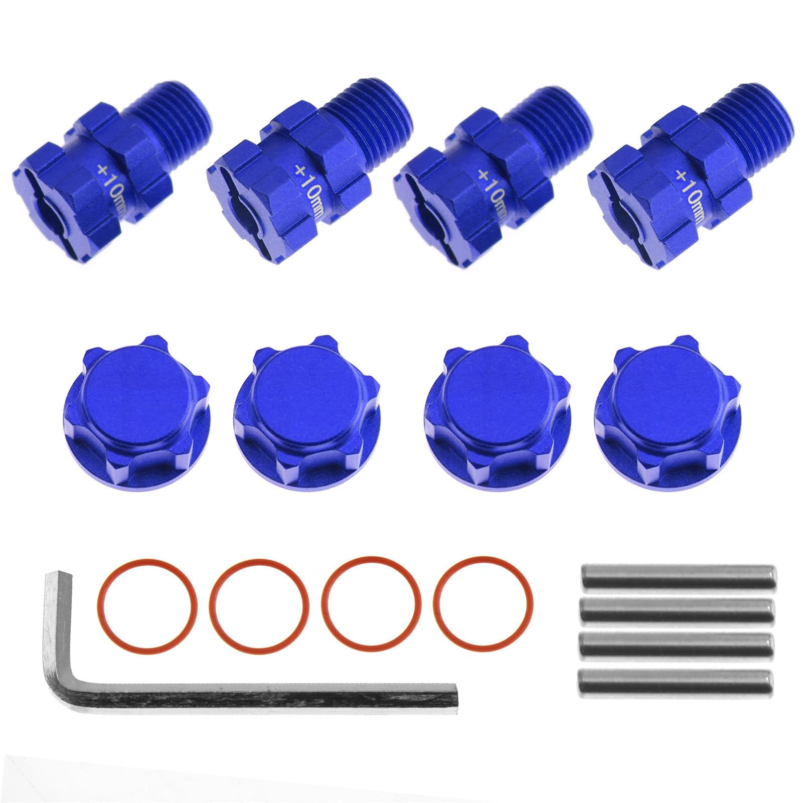 Pour 1/10 4 Adaptateurs Hexagonaux En Alliage D'aluminium Adaptateur Moyeux Hexagonaux Roue 12 Mm À 17 Mm Écrous Conversion D'extension Pièces Pneus Voitures RC Réparations Jouets(Red