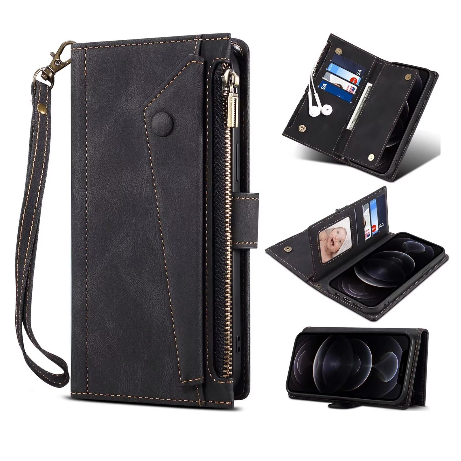 Coque Portefeuille Xiaomi Poco X3 Pro - Noir Cuir PU - étui Livre Antichoc