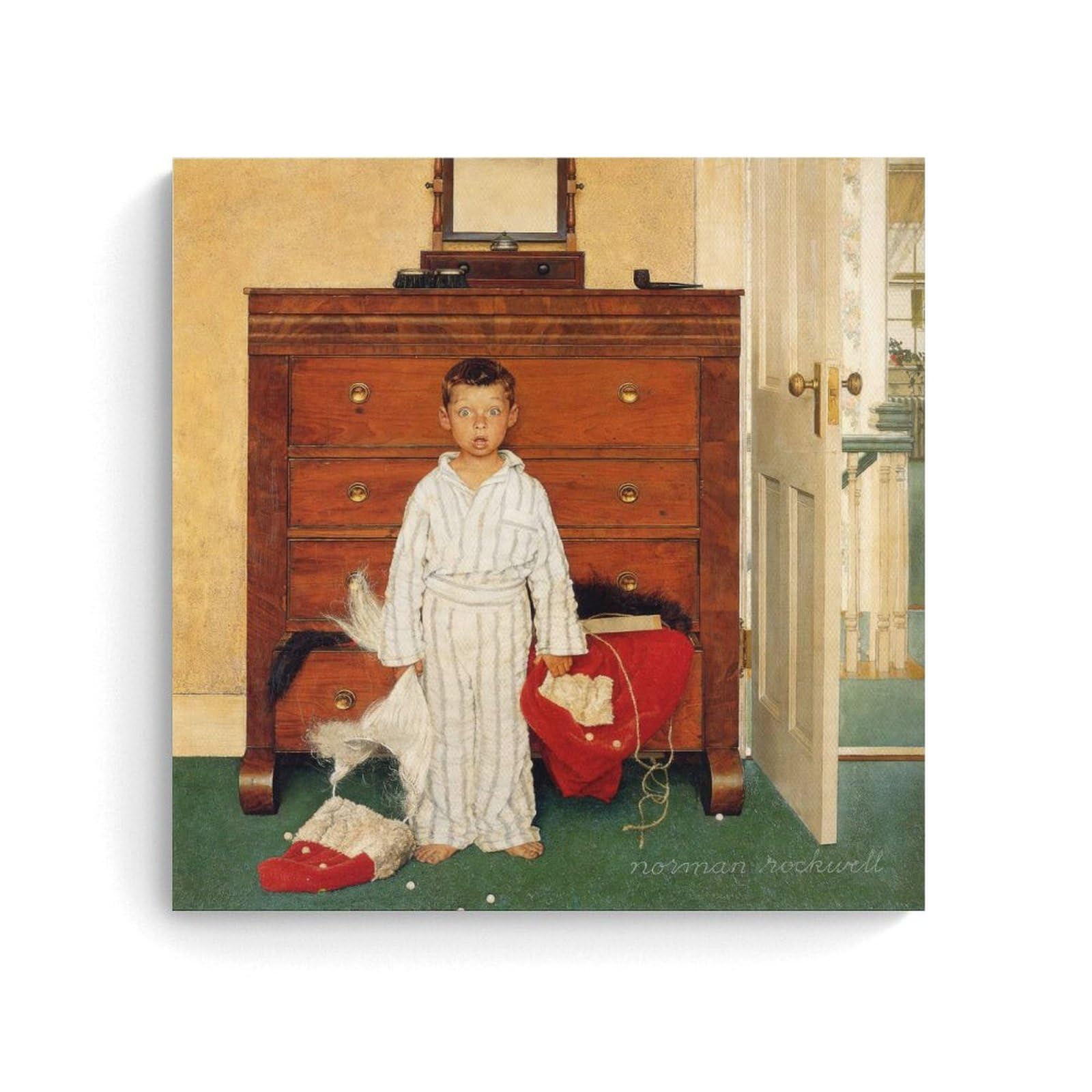 Hajidema Unframe-Style Norman Rockwell Art Poster The Discovery Canvas Wall Art Prints Photo Picture Paintings Room Decor Home Decorative 24X24inch(60X60cm)