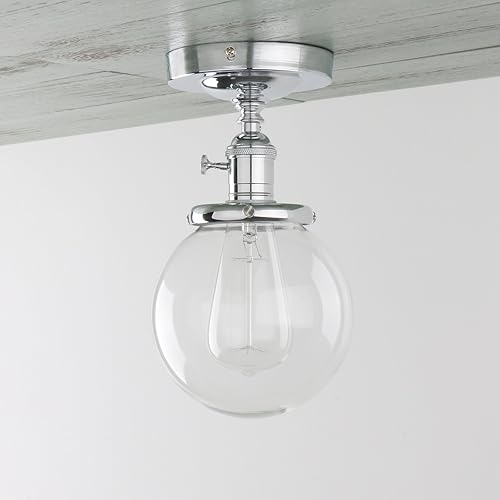 Miniatura 4 de Permo Mini lámpara de techo redonda de cristal transparente de 5.9 pulgadas (cromado)