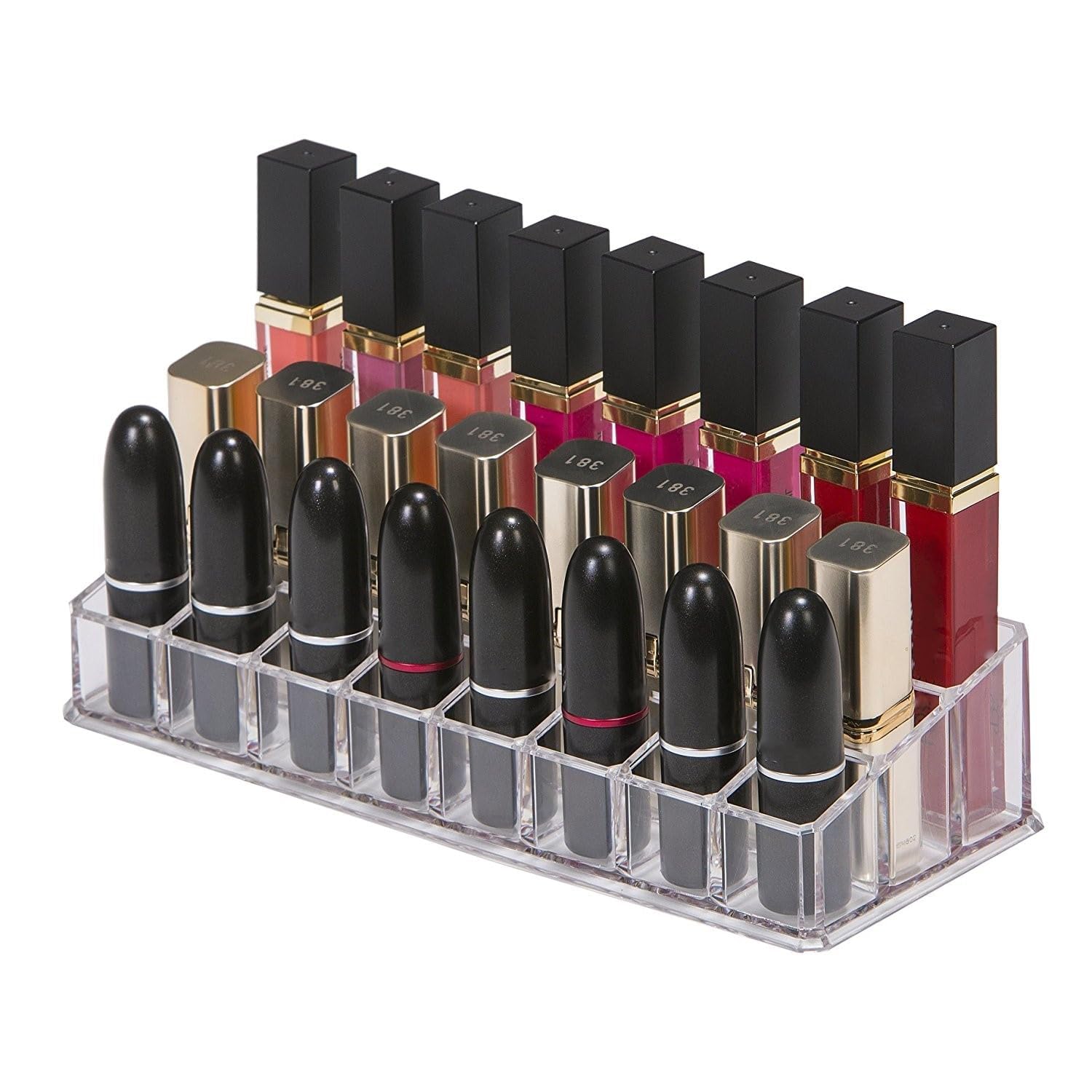 24 Compartment Makeup Lipstick Storage Holder Organizer Case, Pack of 1, Transparent-image-36